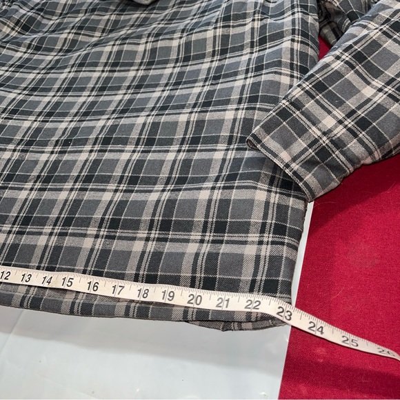 Wrangler GRAY black Plaid quilted HOODIE button shirt JACKET men’s L Pockets NEW - Picture 12 of 14